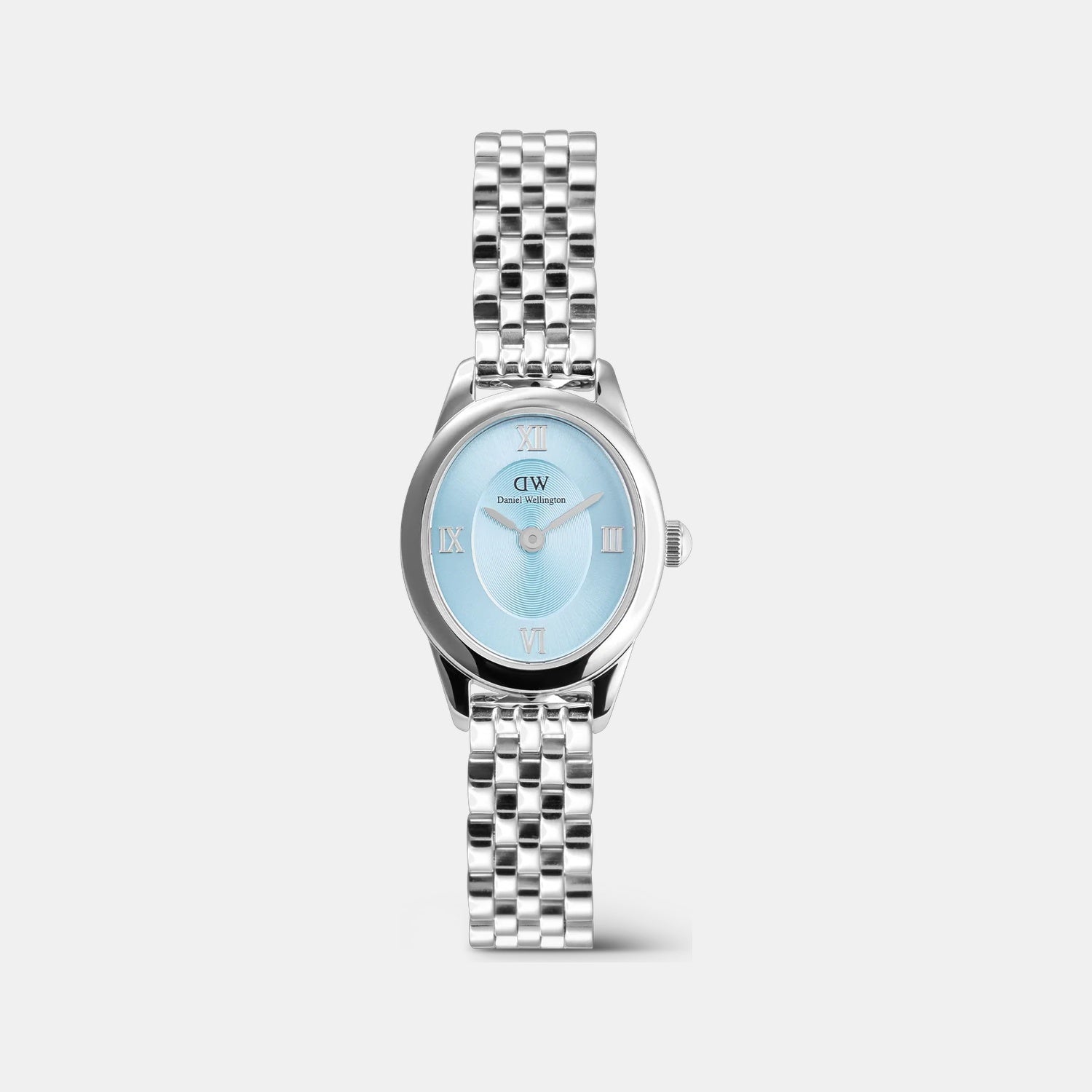 Oval Mini Women Quartz Ice Blue Dial Analog Stainless Steel Watch DW00100809K