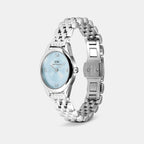 Oval Mini Women Quartz Ice Blue Dial Analog Stainless Steel Watch DW00100809K