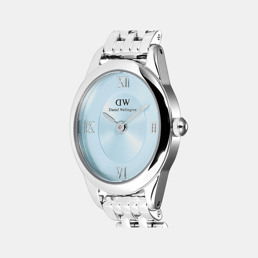 Oval Mini Women Quartz Ice Blue Dial Analog Stainless Steel Watch DW00100809K