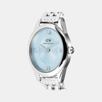 Oval Mini Women Quartz Ice Blue Dial Analog Stainless Steel Watch DW00100809K