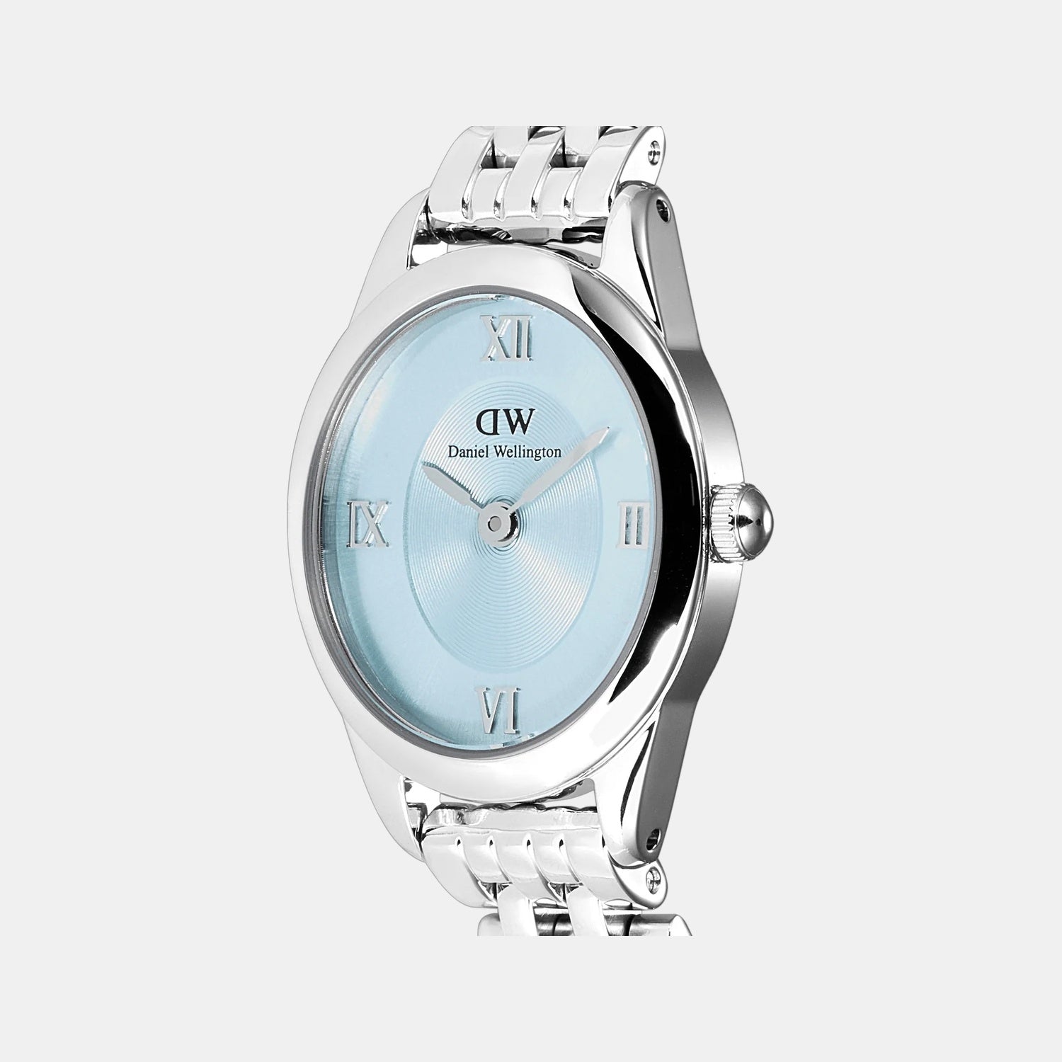 Oval Mini Women Quartz Ice Blue Dial Analog Stainless Steel Watch DW00100809K