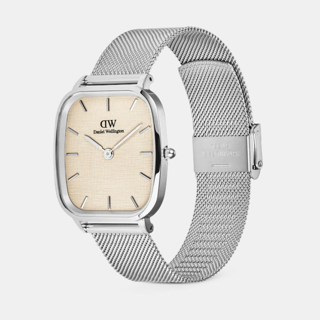 Men Quartz Silver Dial Analog Stainless Steel Watch DW00100814K