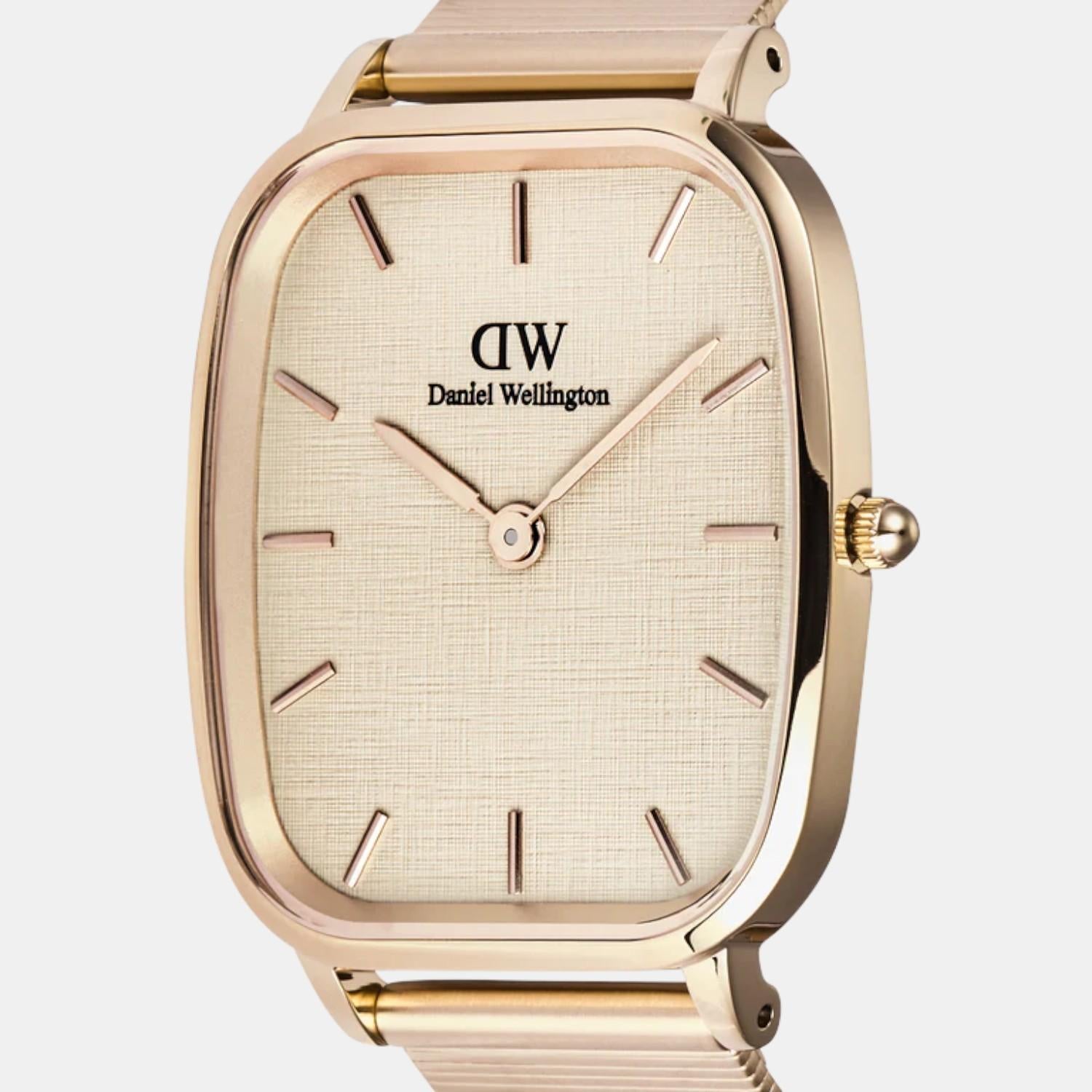 Men Quartz Beige Dial Analog Stainless Steel Watch DW00100815K