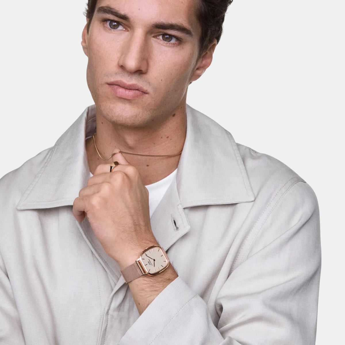 Margot Men Quartz Beige Dial Analog Stainless Steel Watch DW00100815K