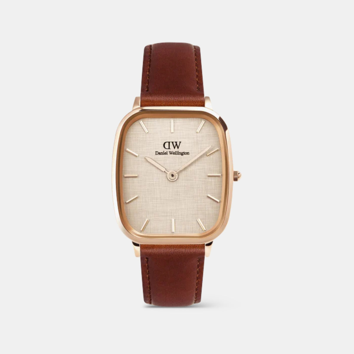 Men Quartz Beige Dial Analog Leather Watch DW00100816K
