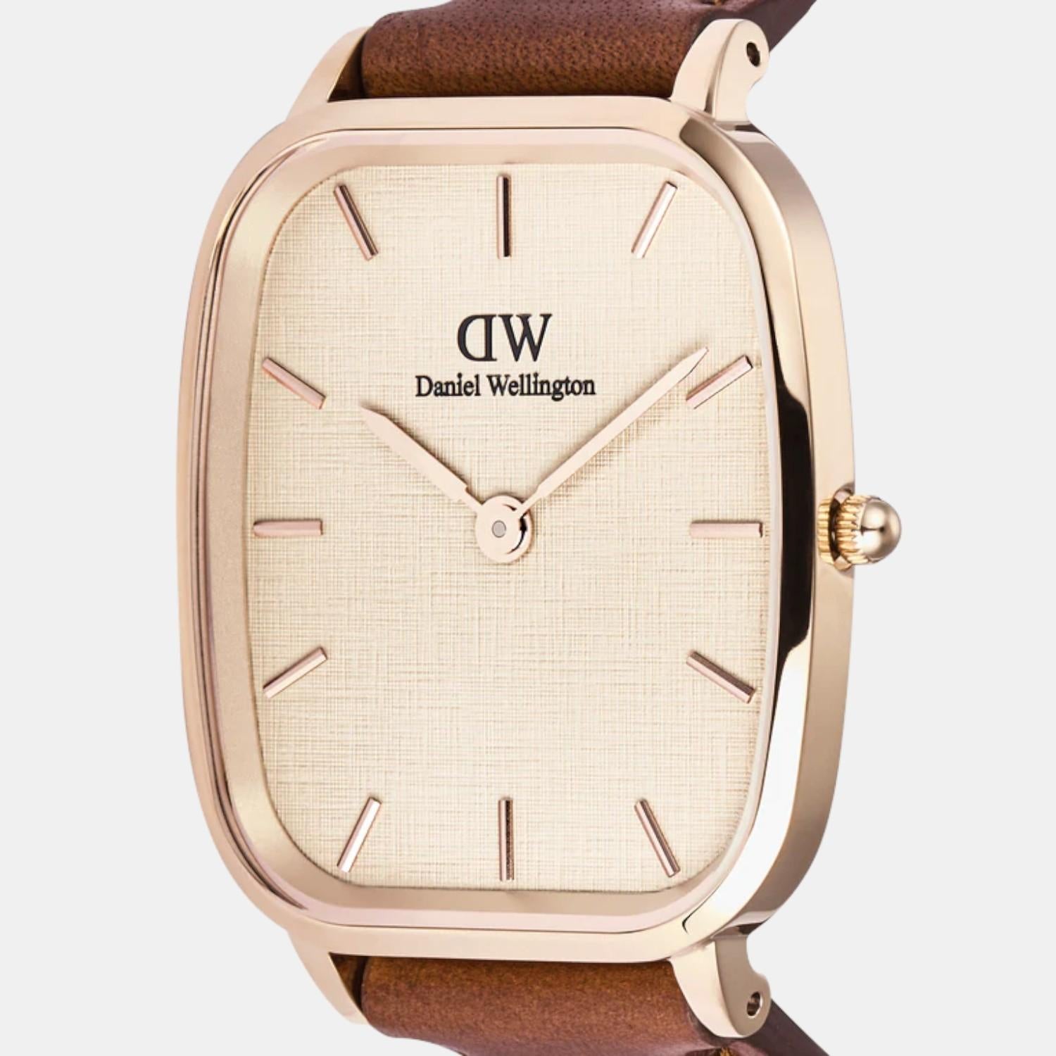 Men Quartz Beige Dial Analog Stainless Steel Watch DW00100816K