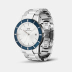 Index Bezel Men Quartz White Dial Analog Stainless Steel Watch DW00100818K