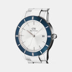 Index Bezel Men Quartz White Dial Analog Stainless Steel Watch DW00100818K