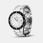 Index Bezel Men Quartz Black Dial Analog Stainless Steel Watch DW00100819K