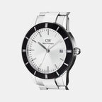 Index Bezel Men Quartz Black Dial Analog Stainless Steel Watch DW00100819K