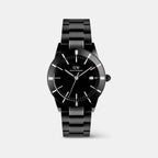 Index Bezel Men Quartz BLACK Dial Analog Stainless Steel Watch DW00100821K