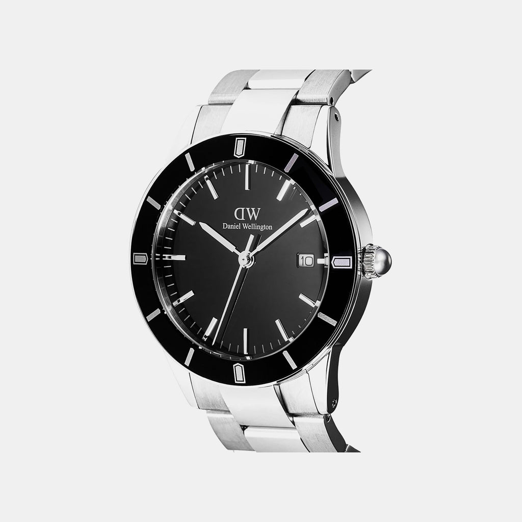 Iconic Men Quartz Black Dial Analog Stainless Steel Watch DW00100822K