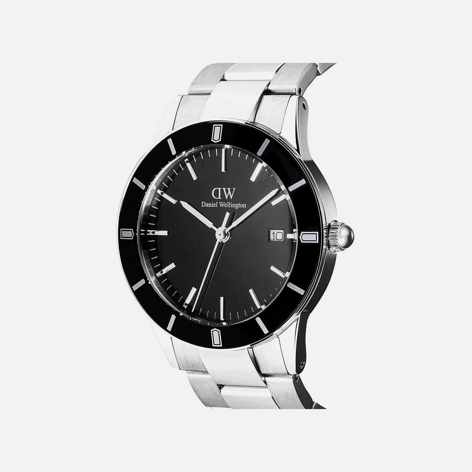 Iconic Men Quartz Black Dial Analog Stainless Steel Watch DW00100822K