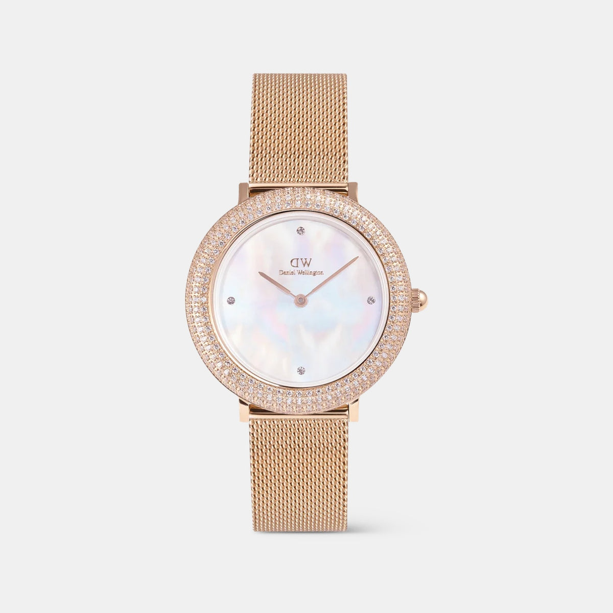 Crystalline Women Quartz Mother Of Pearl Dial Analog Mesh Watch DW00100823K