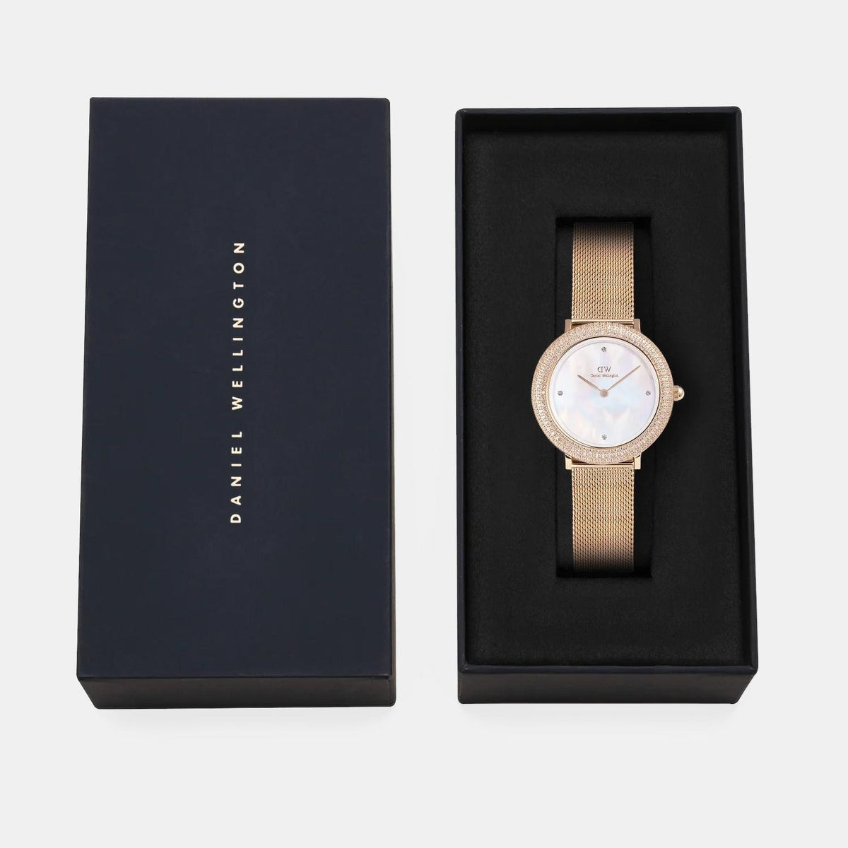 Crystalline Women Quartz Mother Of Pearl Dial Analog Mesh Watch DW00100823K