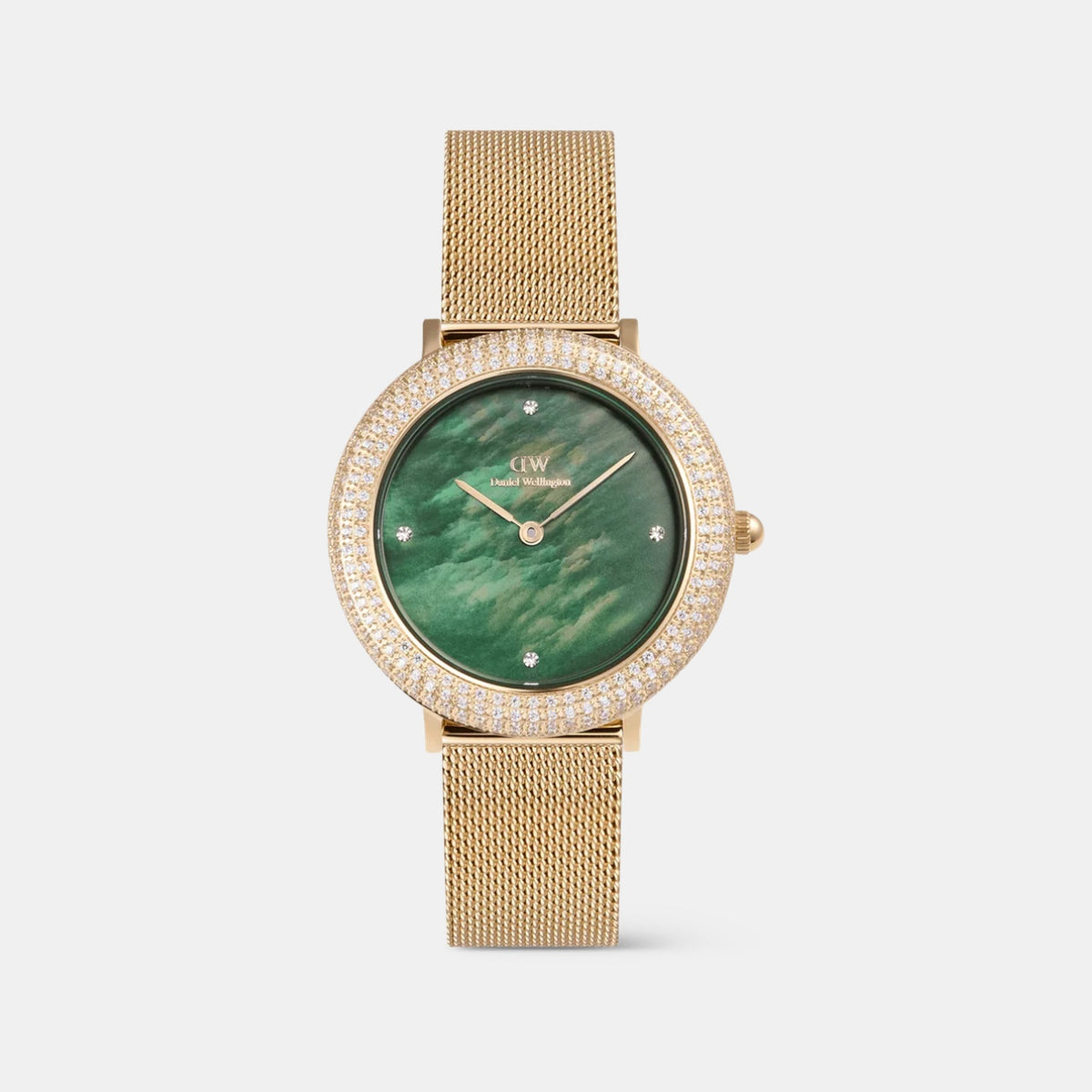 Crystalline Women Quartz Green Dial Analog Mesh Watch DW00100824K