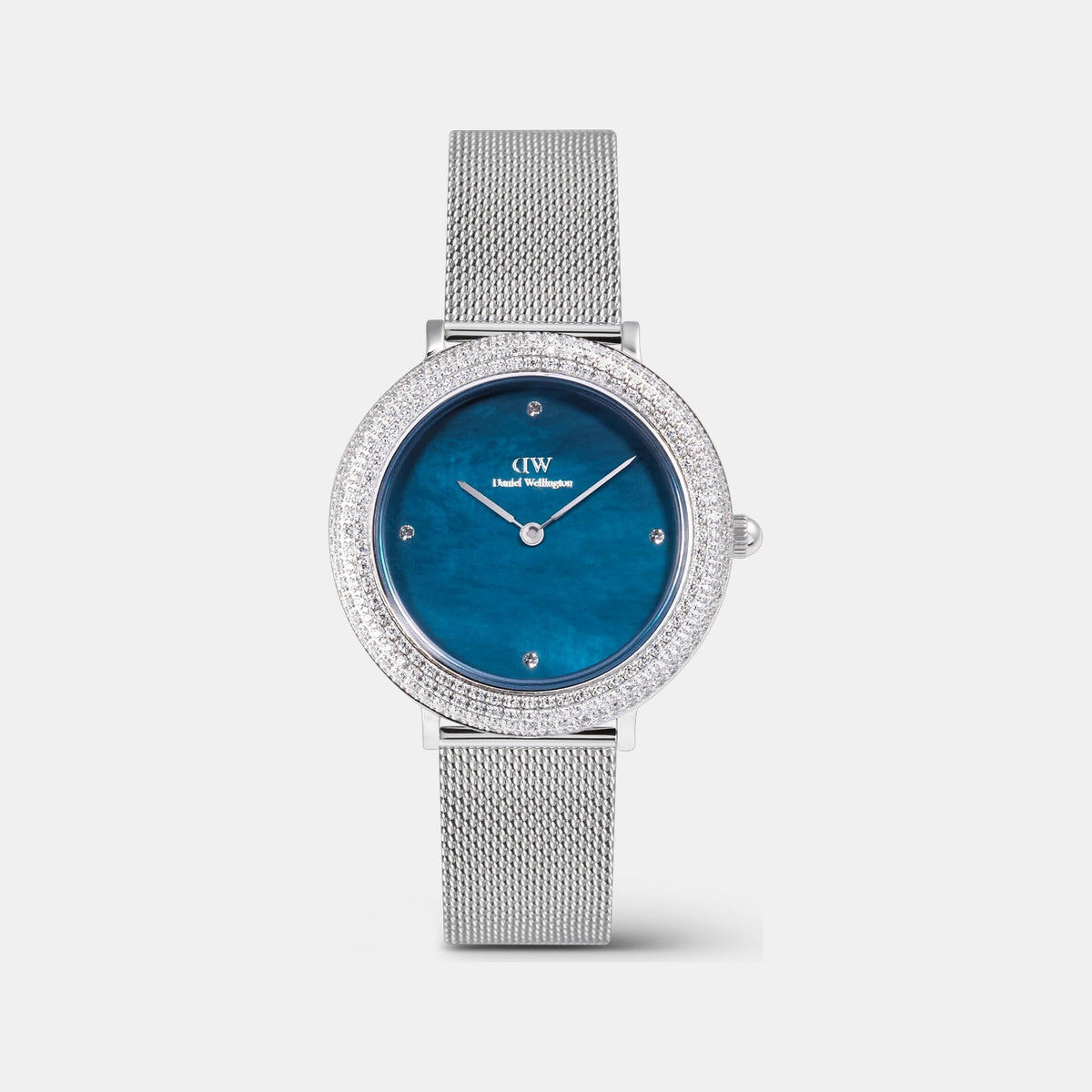 Crystalline Women Quartz Blue Dial Analog Mesh Watch DW00100825K