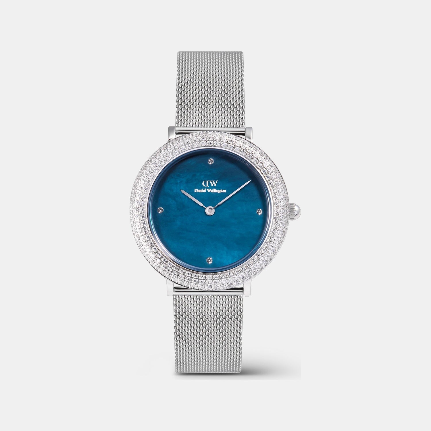 Crystal Bezel Women Quartz Arctic Blue Dial Analog Stainless Steel Watch DW00100825K