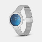 Crystal Bezel Women Quartz Arctic Blue Dial Analog Stainless Steel Watch DW00100825K