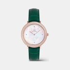 Crystal Bezel Women Quartz White Dial Analog Stainless Steel Watch DW00100826K