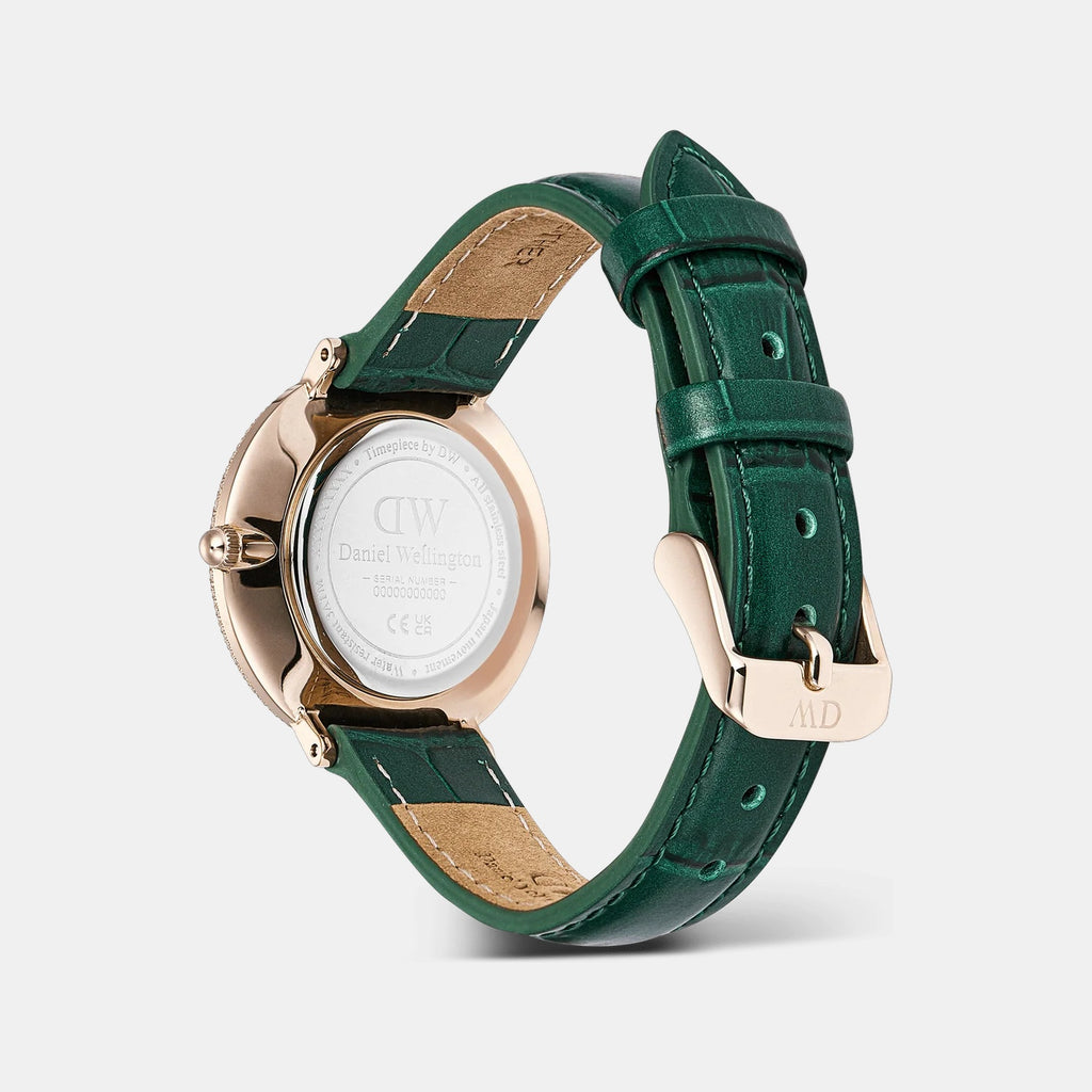 Crystal Bezel Women Quartz White Dial Analog Stainless Steel Watch DW00100826K