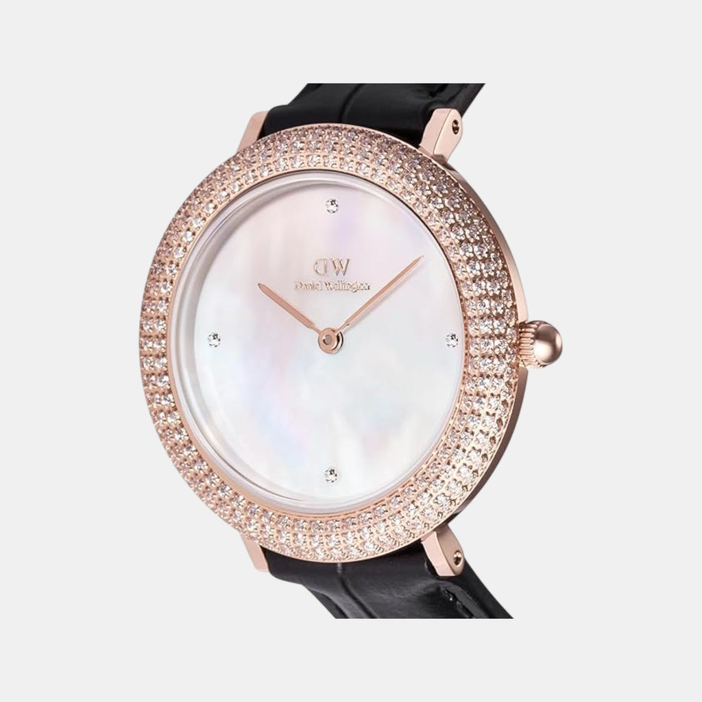 Crystalline Women Quartz Mother Of Pearl Dial Analog Leather Watch DW00100827K