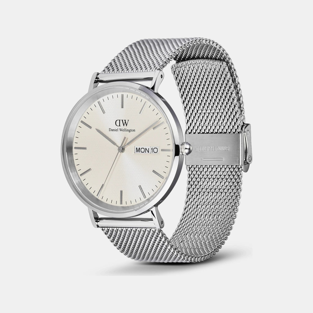 Classic Day Date Men Quartz Champagne Dial Analog Stainless Steel Watch DW00100828K