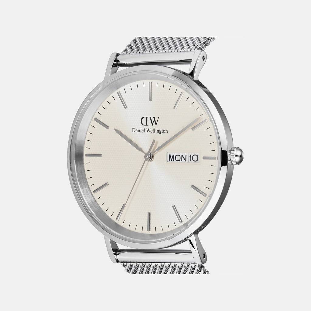 Classic Day Date Men Quartz Champagne Dial Analog Stainless Steel Watch DW00100828K