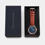 Classic Men Quartz Blue Dial Analog Leather Watch DW00100830K