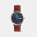 Classic Men Quartz Blue Dial Analog Leather Watch DW00100830K