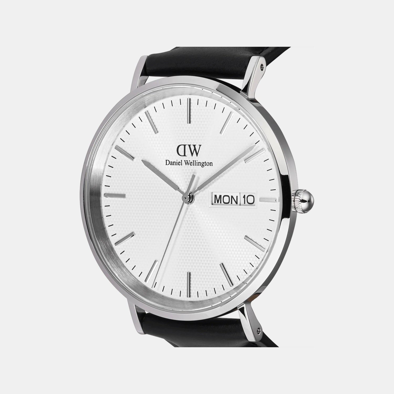 Classic Day Date Men Quartz White Dial Analog Stainless Steel Watch DW00100832K