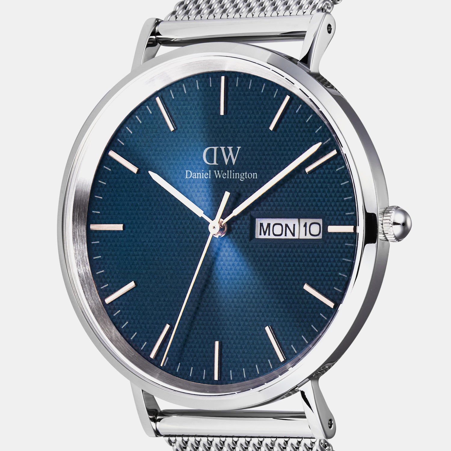 Men Quartz Blue Dial Analog Mesh Watch DW00100833