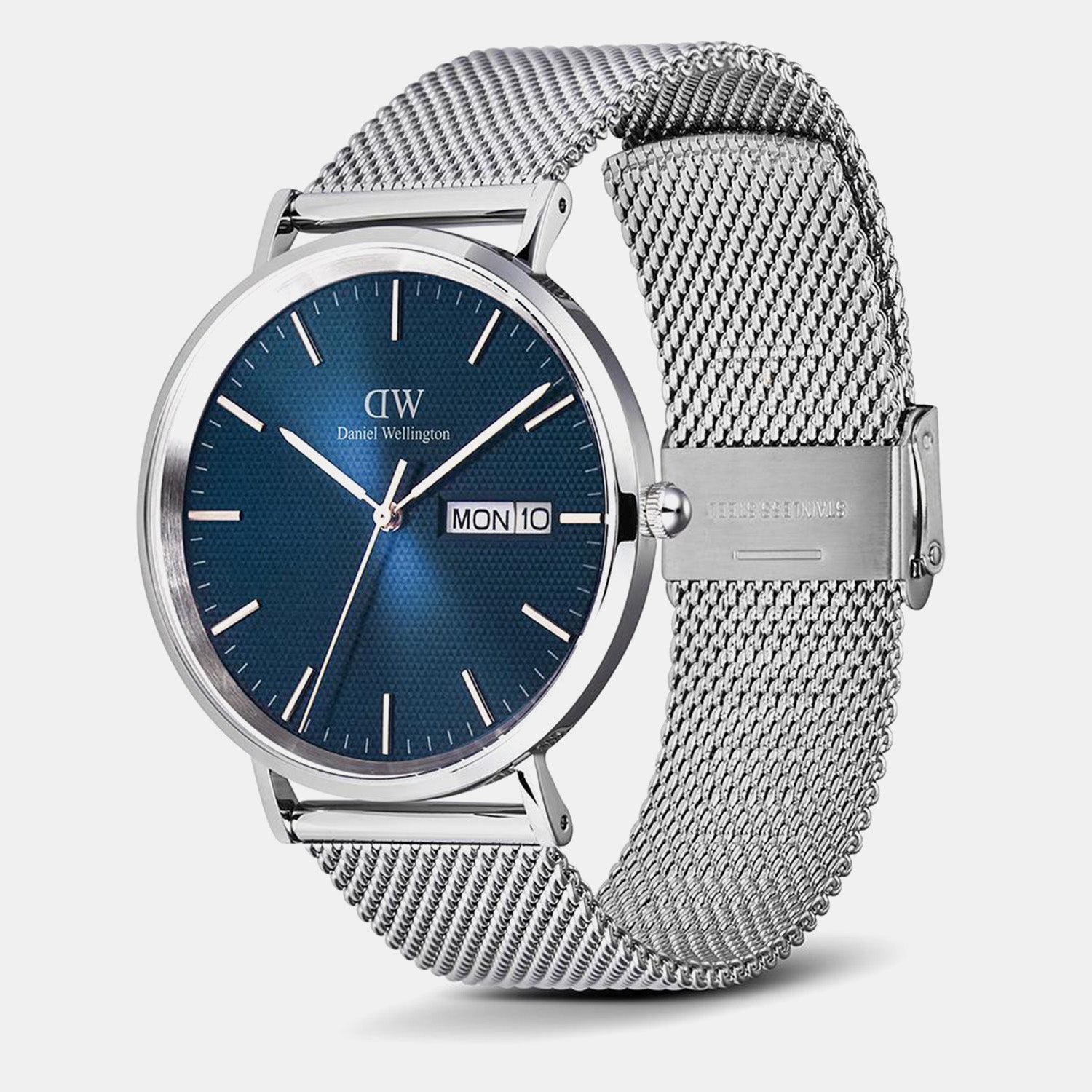 Men Quartz Blue Dial Analog Stainless Steel Watch DW00100833K