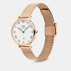 Petite Women Quartz White Dial Analog Mesh Watch DW00100856K