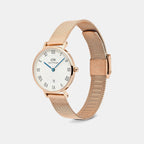 Petite Women Quartz White Dial Analog Mesh Watch DW00100856