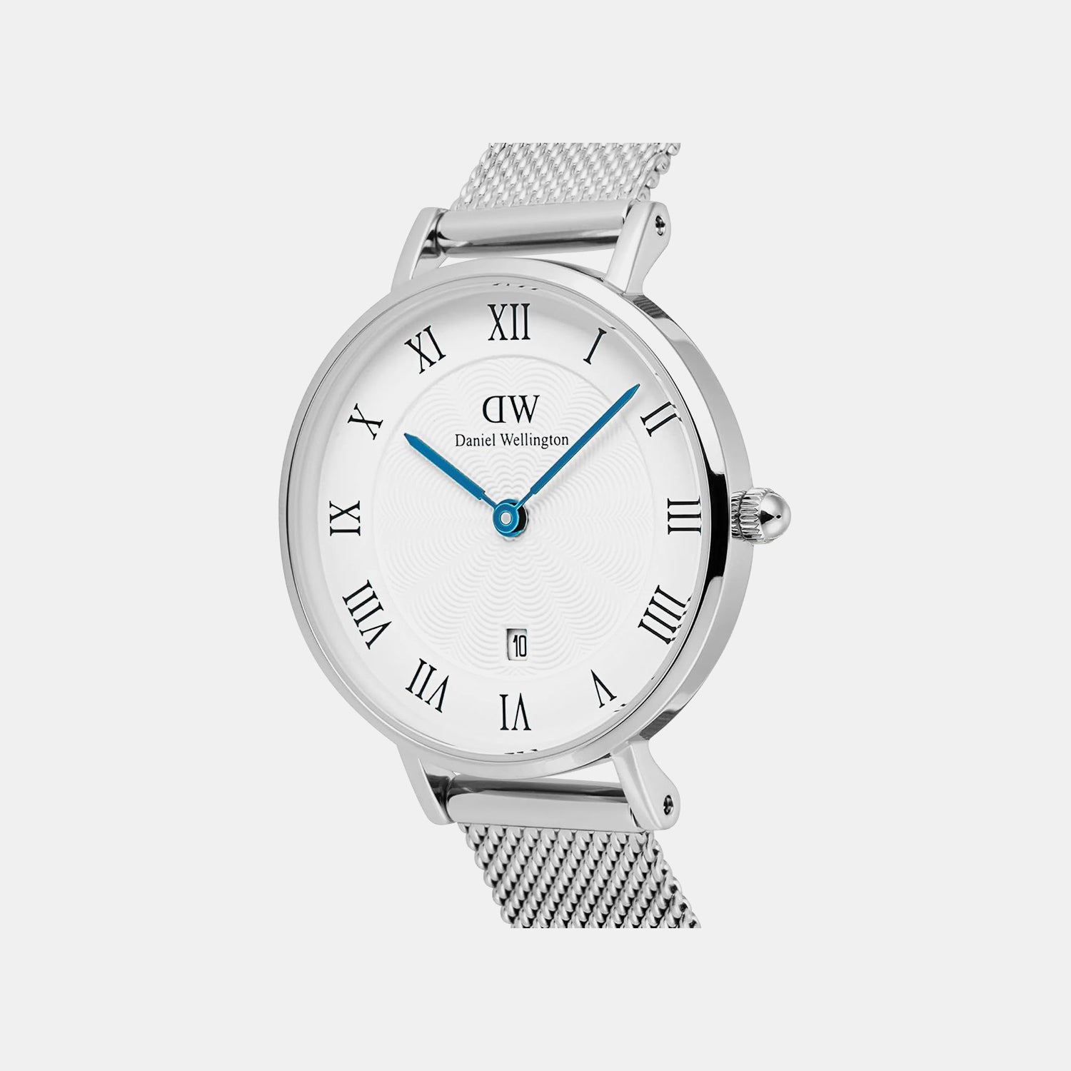 Petite Roman Women Quartz Silver Dial Analog Mesh Watch DW00100858