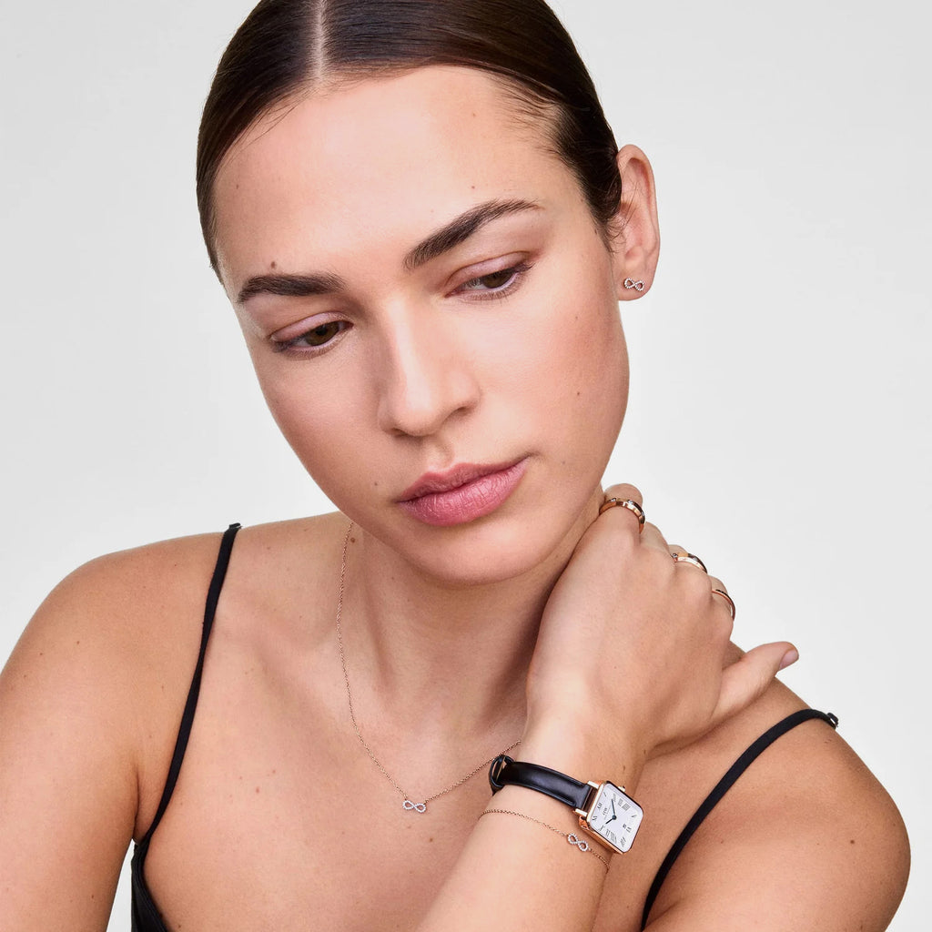 Quadro Women Quartz White Dial Analog Leather Watch DW00100862K