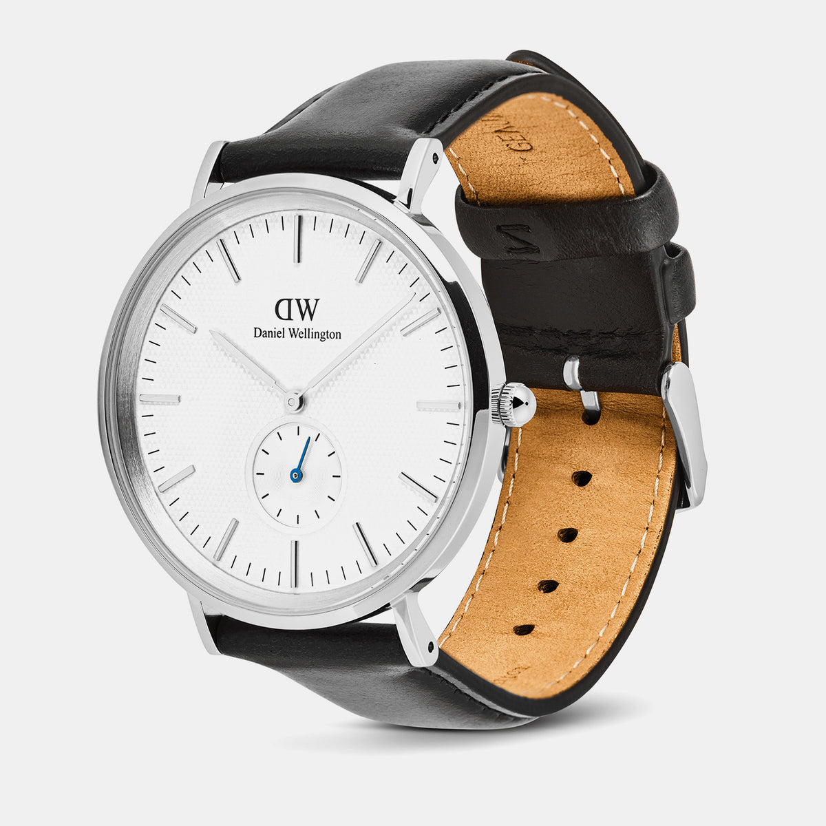 Classic Men Quartz Silver Dial Analog Leather Watch DW00100866