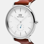 Classic Multi-Eye Sheffield Men Quartz Silver Dial Analog Leather Watch DW00100867