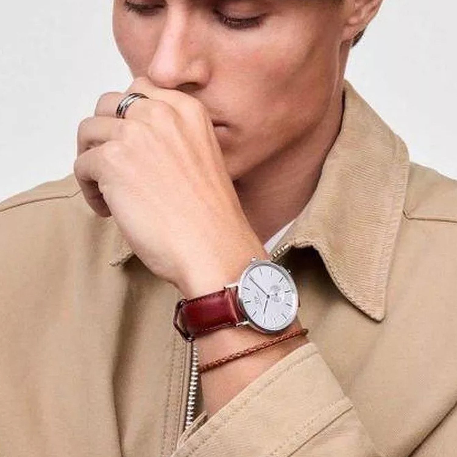 Classic Multi-Eye Sheffield Men Quartz Silver Dial Analog Leather Watch DW00100867