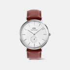 Classic Multi-Eye Sheffield Men Quartz Silver Dial Analog Leather Watch DW00100867