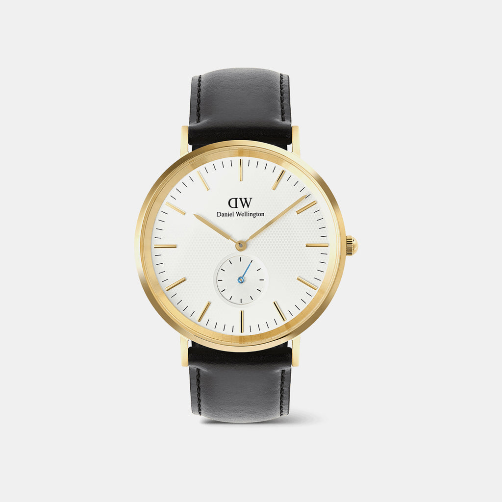 Classic Men Quartz Beige Dial Analog Leather Watch DW00100868K