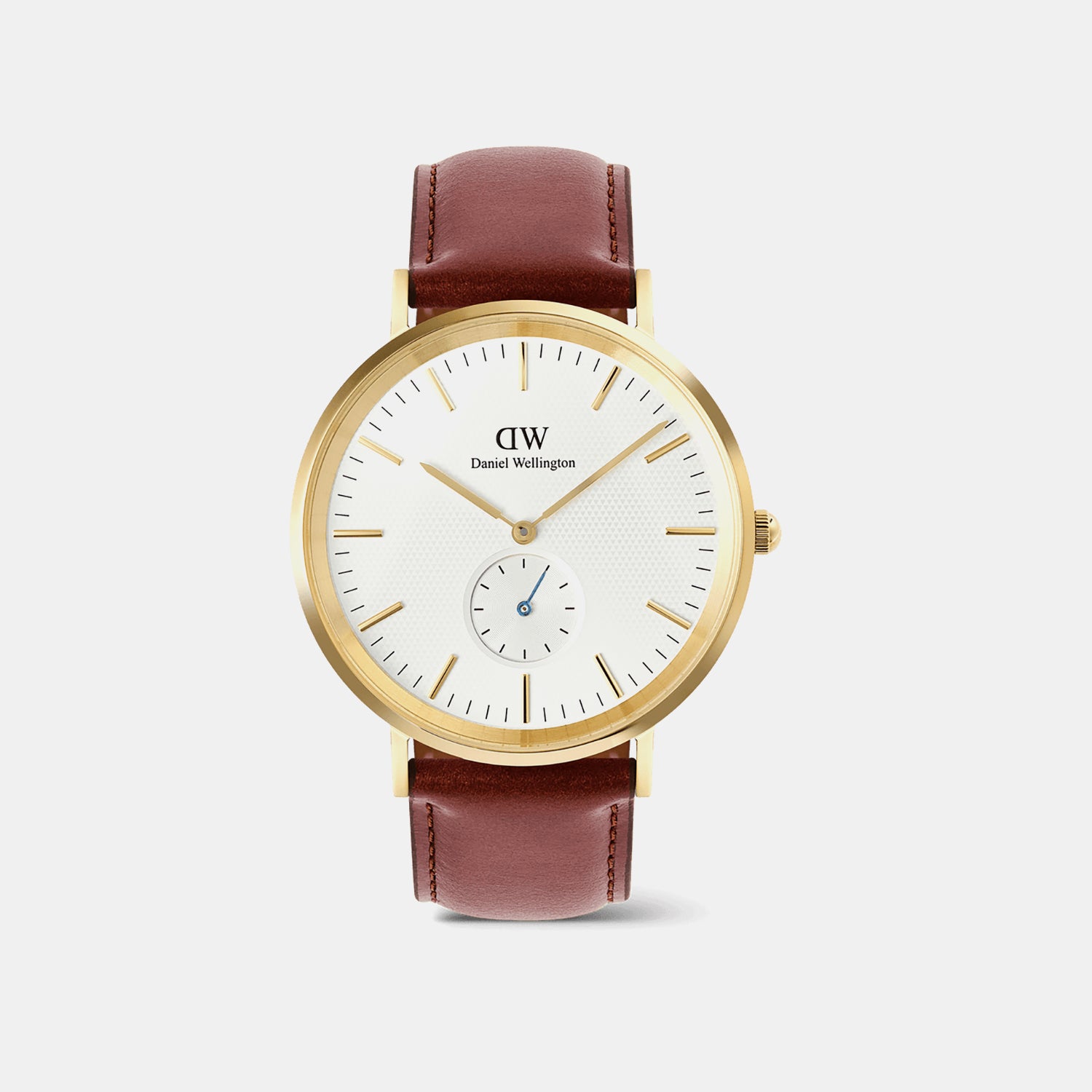 Men Quartz Beige Dial Analog Leather Watch DW00100869K