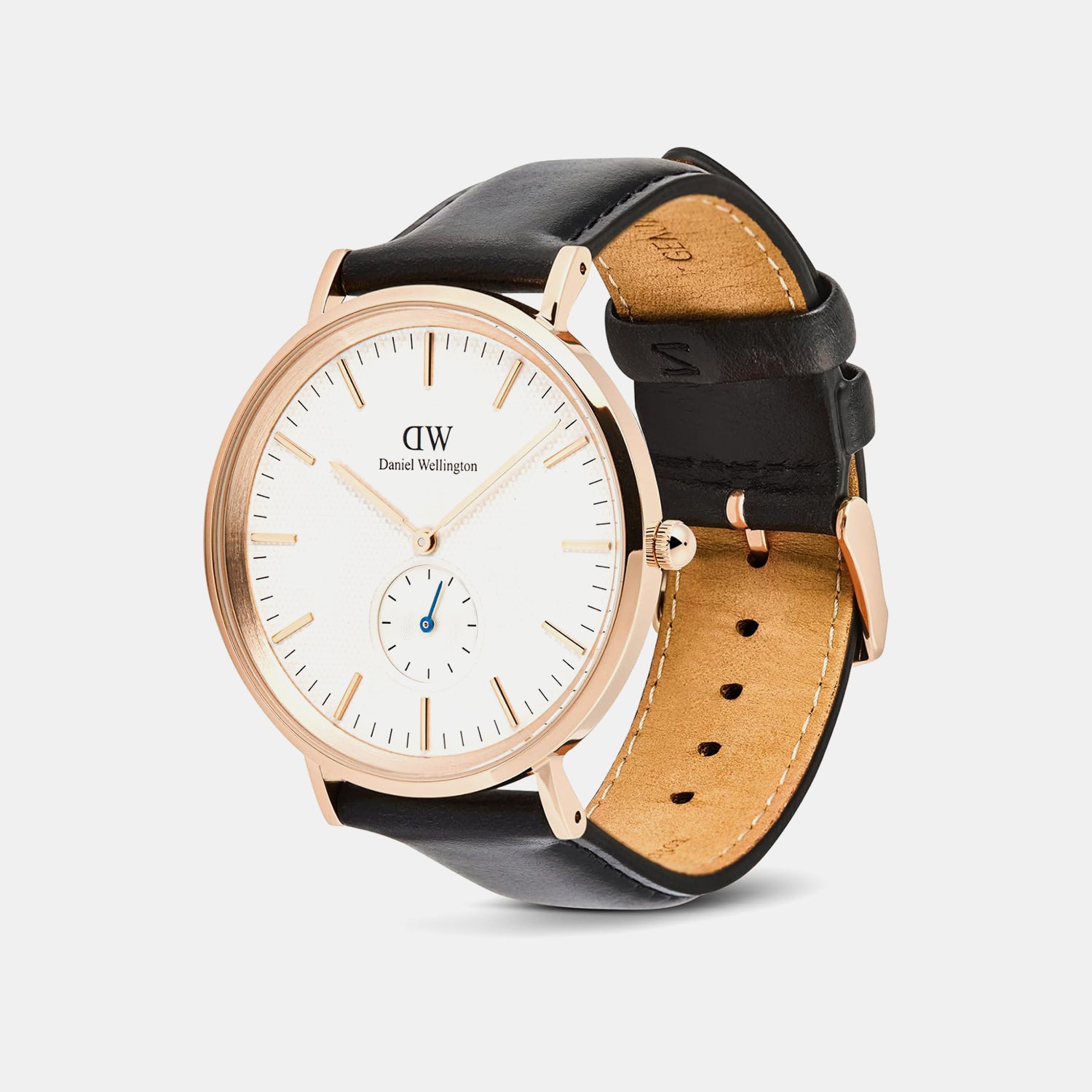 Classic Men Quartz Beige Dial Analog Leather Watch DW00100870