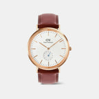 Classic Multi-Eye Men Quartz Beige Dial Analog Leather Watch DW00100871