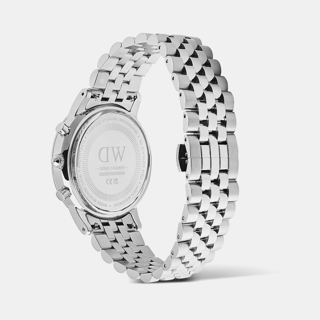 Iconic Men Quartz White Dial Chronograph Stainless Steel Watch DW00100872K