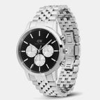 Iconic Men Quartz Black Dial Chronograph Stainless Steel Watch DW00100873K