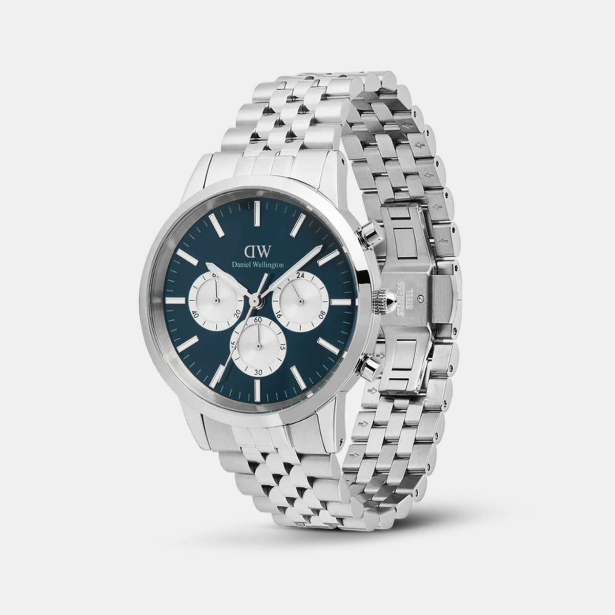 Iconic Men Quartz Blue Dial Chronograph Stainless Steel Watch DW00100874K