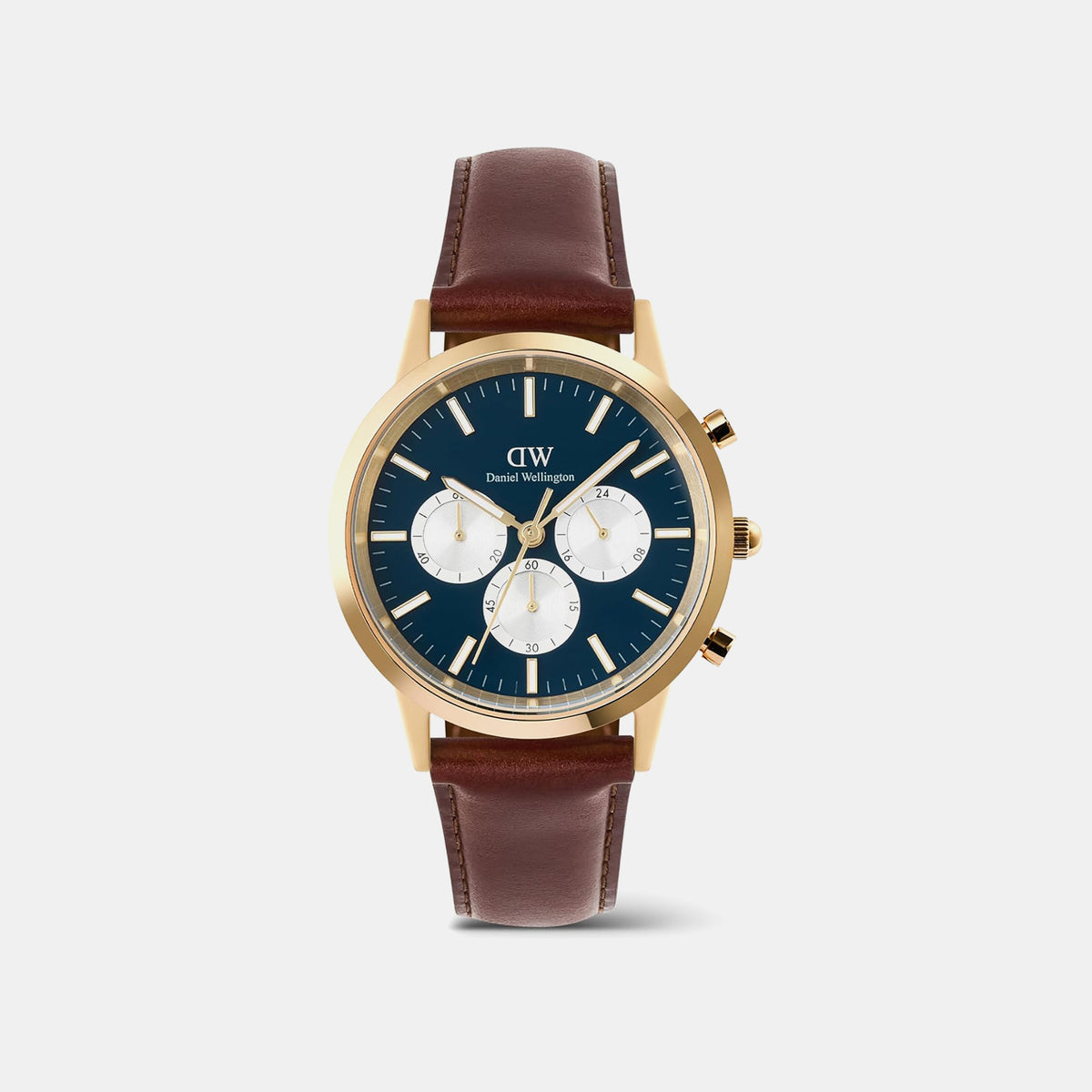 Iconic Men Quartz Blue Dial Chronograph Leather Watch DW00100875
