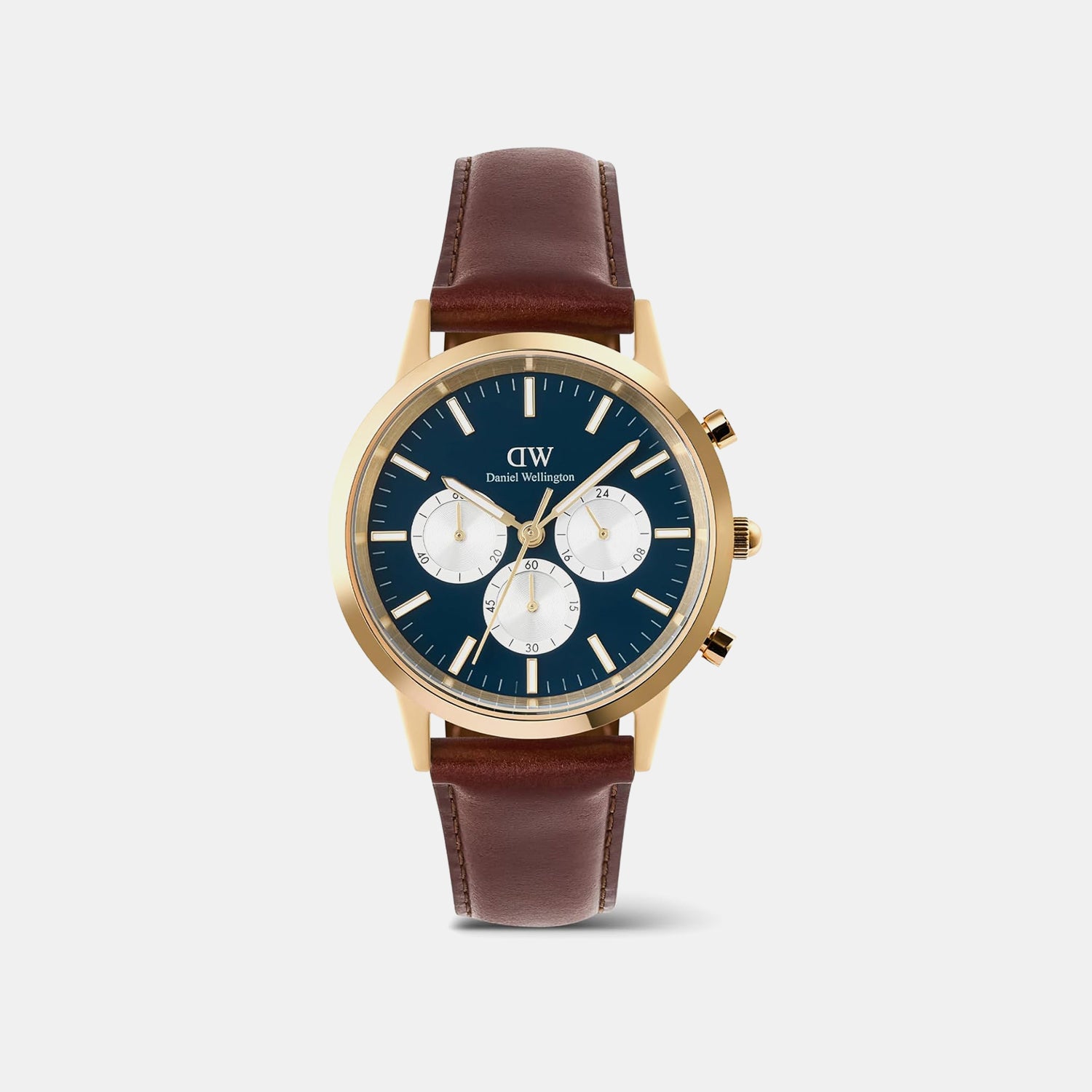 Iconic Arctic Panda Men Quartz Blue Dial Chronograph Leather Watch DW00100875